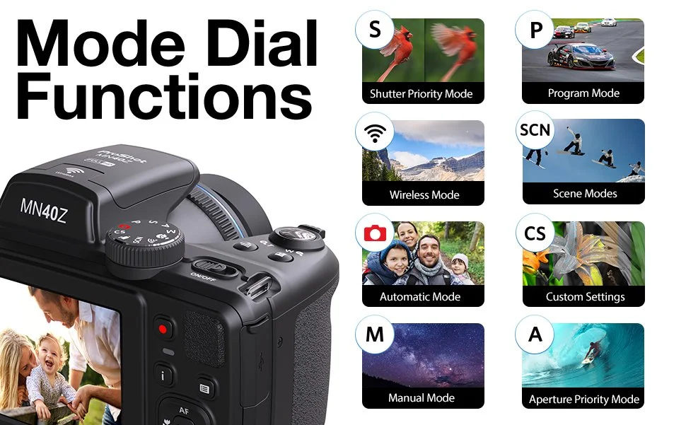 MN40Z 20MP 1080P FHD 40X Optical Zoom WiFi Bridge Camera — Minolta